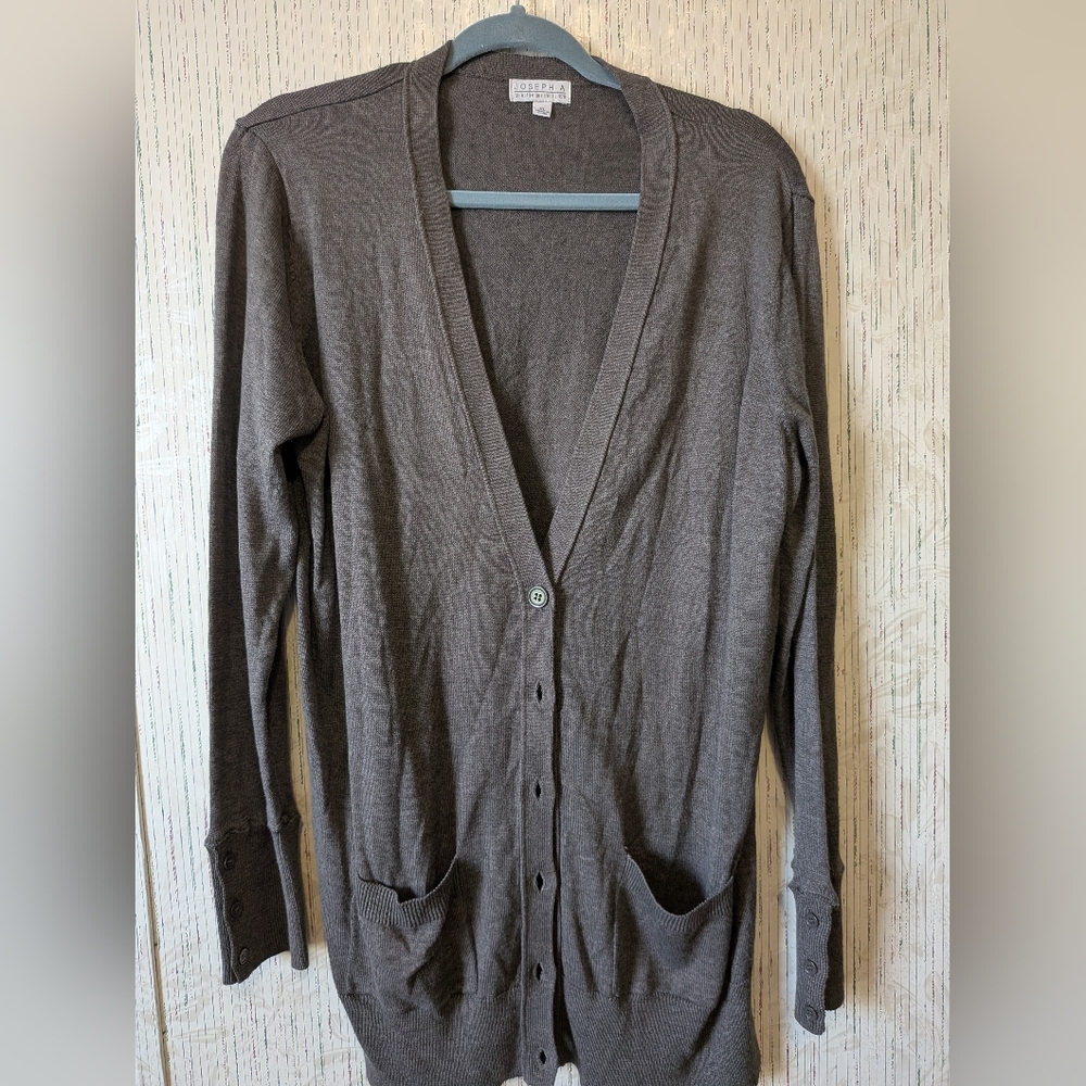 Joseph A Grey Cardigan With Pockets